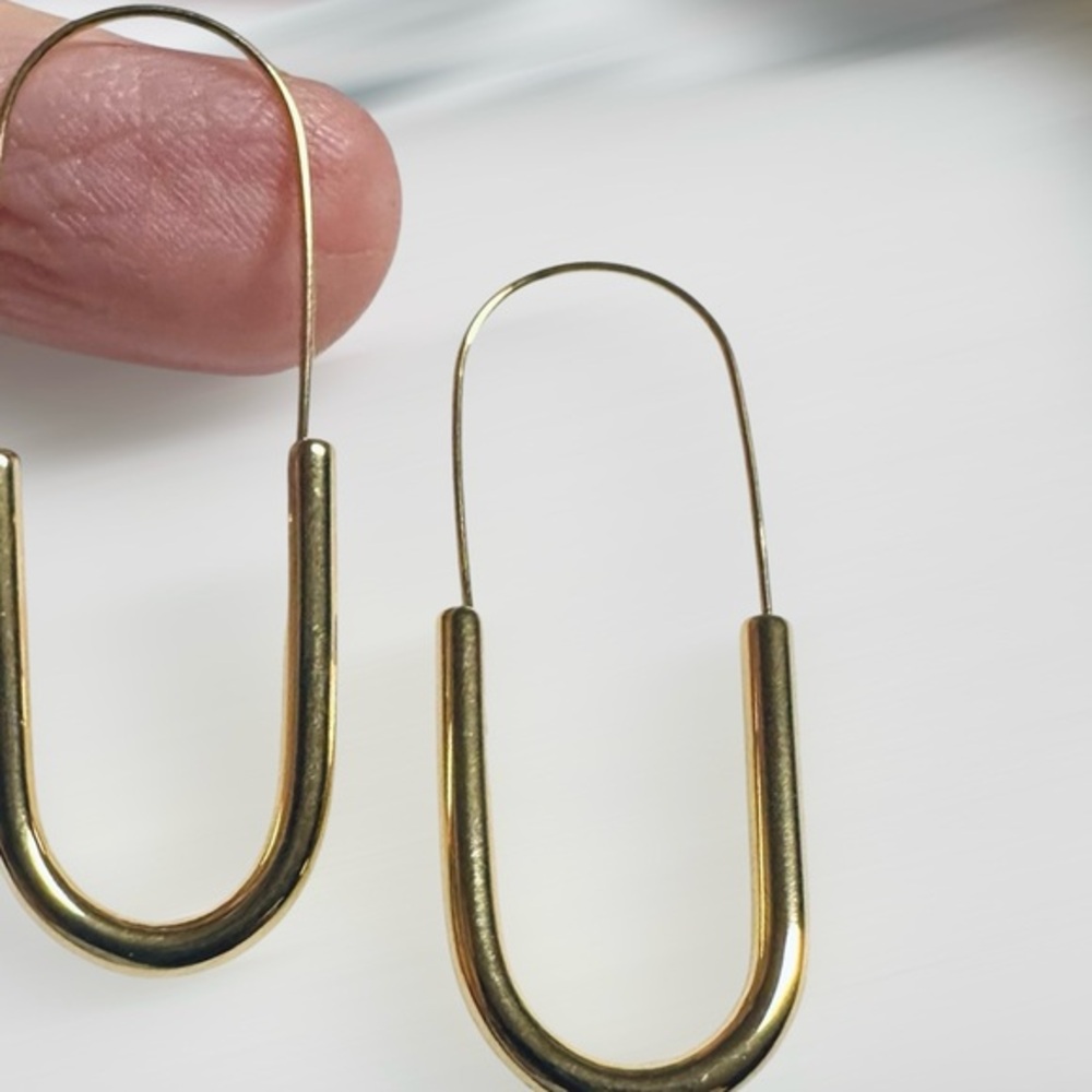 Anthropologie Paperclip 14k Gold plates Hoop Earrings